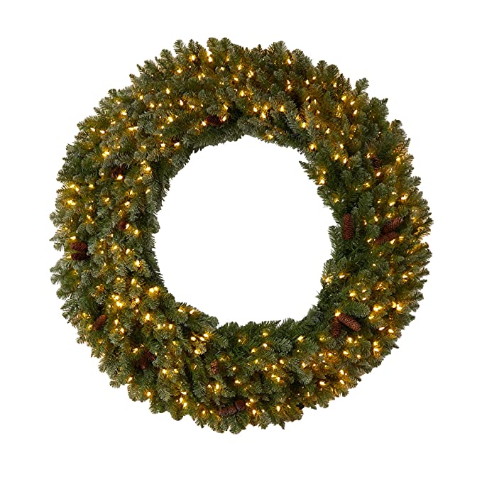 5ft. Flocked Artificial Christmas Wreath with Pinecones
