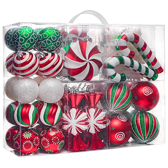 Valery Madelyn 108ct Sweet Candy Red Green White Christmas Ball Ornaments Decor