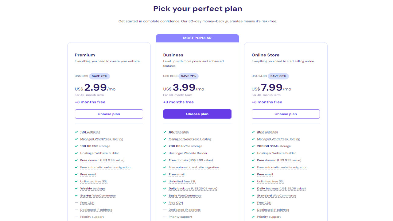 Hostinger Hosting Plan